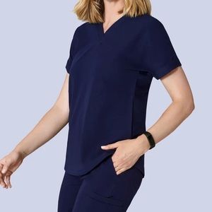 Never Worn Mandala Oversized V-neck Navy Blue Scrub Top